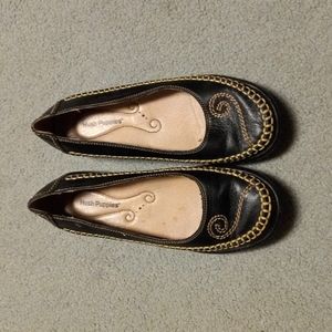 Hush Puppies black flats with design